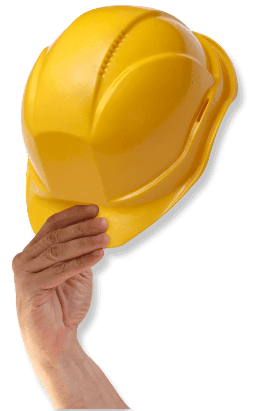 mano tiene casco giallo